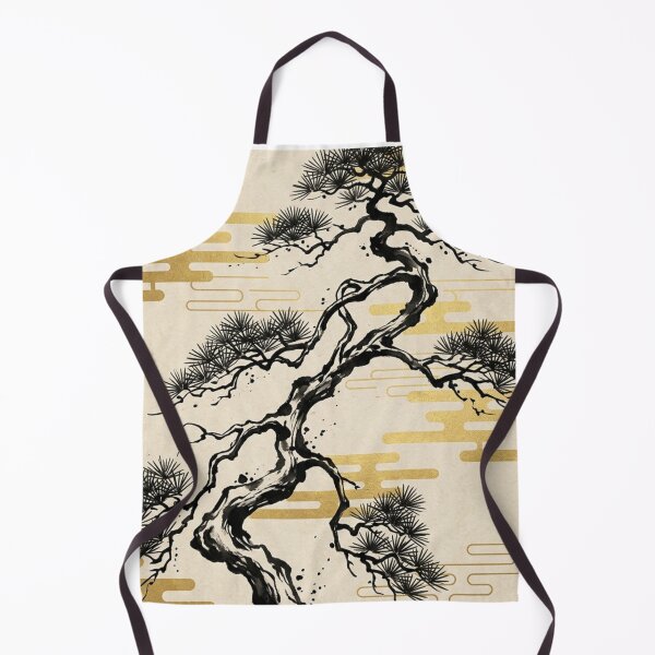 Item preview, Majestic Pine Tree with Gold Clouds - Japanese Ink Art designed and sold by Hikariha Studio.