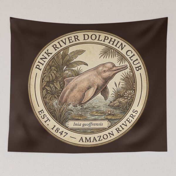 Item preview, Pink River Dolphin Rare Amazon Club Vintage Badge designed and sold by CalmCapy Co.