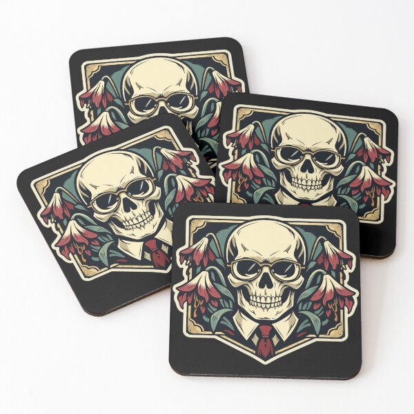 Item preview, Skull with Glasses and Lilies Dark Academia Sticker designed and sold by Timeless Junction.