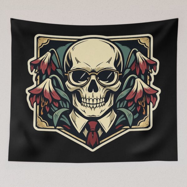 Item preview, Skull with Glasses and Lilies Dark Academia Sticker designed and sold by Timeless Junction.