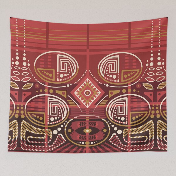 Item preview, African Ethno Tribal Pattern Geometric Red and Gold designed and sold by Skryp-art.