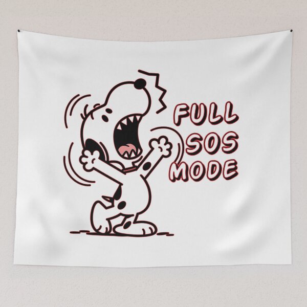 Item preview, Full SOS Mode Funny Cartoon Dog Panicking Retro Neon Line Art Streetwear designed and sold by DesignArtist.ia.