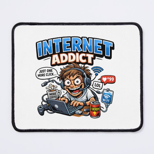 Item preview, Just One More Click Internet Addict Funny WiFi Meme designed and sold by Dinaelsherkawy.