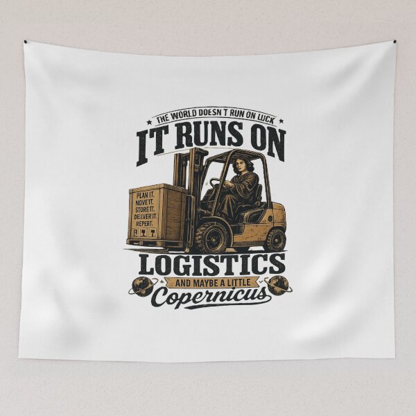 Item preview, Copernicus Runs on Logistics Forklift Retro Design designed and sold by RetroNibylander.