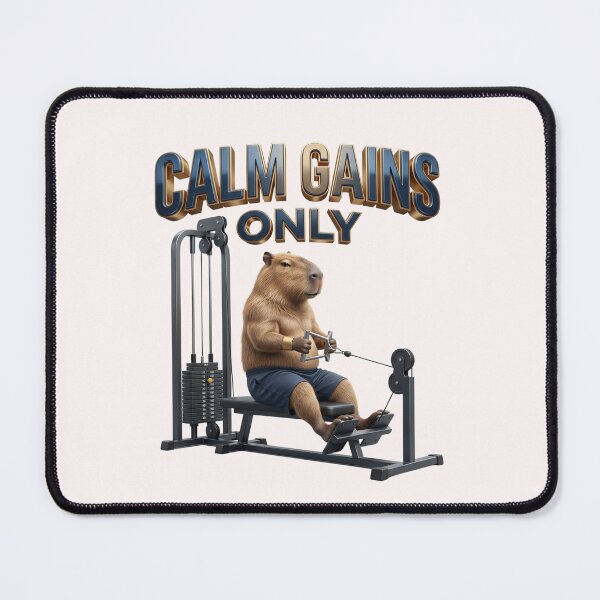 Item preview, Calm Gains Only Capybara Fitness Gym designed and sold by pradeepvisuals.