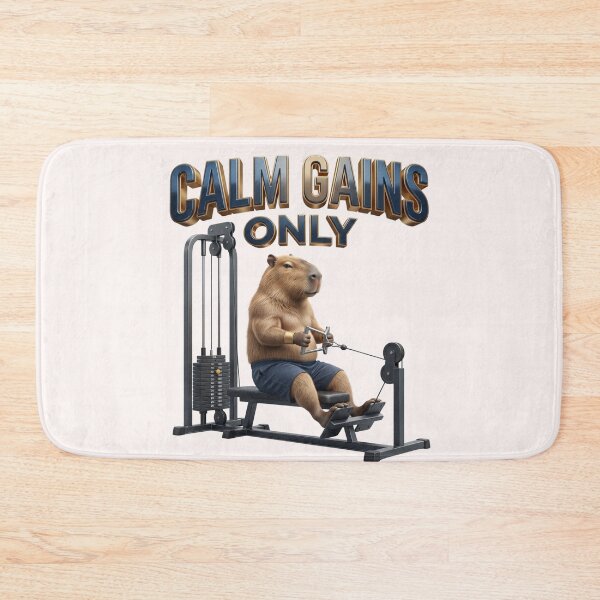 Item preview, Calm Gains Only Capybara Fitness Gym designed and sold by pradeepvisuals.