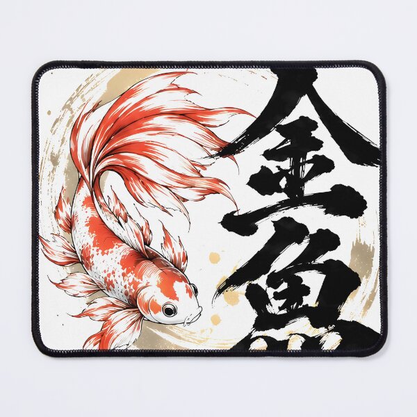 Item preview, Japanese Goldfish Ink Painting Red White Fish Art designed and sold by XODAD.