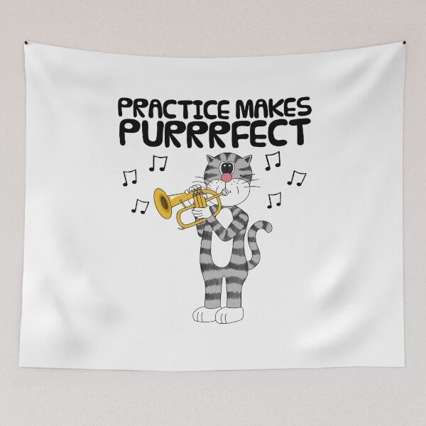 Item preview, Cat Playing Flugelhorn, Practice Makes Purrrfect, Musician designed and sold by doodlerob.