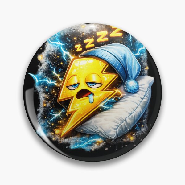 Item preview, Sleepy Lightning Bolt Cartoon Sticker | Cute 3D Tired Electric Character designed and sold by Timeless Junction.