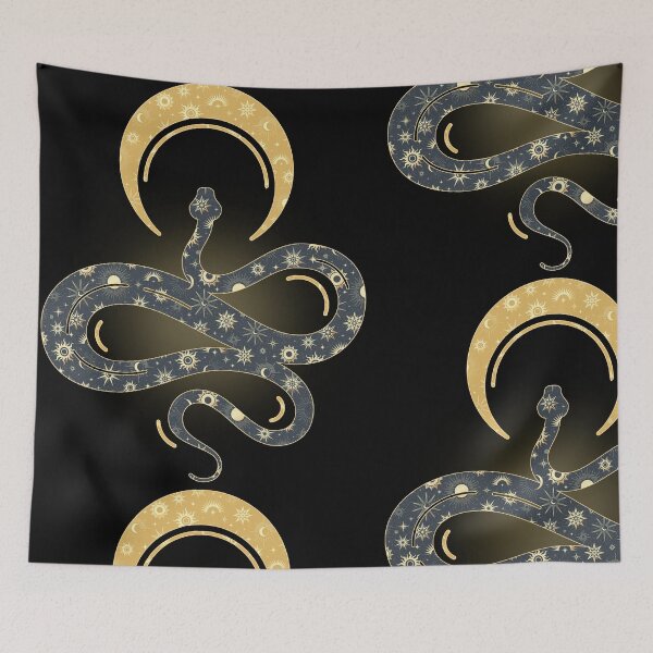 Item preview, Mystic Celestial Snake & Crescent Moon Graphic Tee designed and sold by QuirkyCloud Designs.