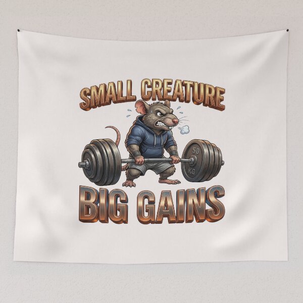 Item preview, Small Creature Big Gains Funny Gym Rat designed and sold by pradeepvisuals.