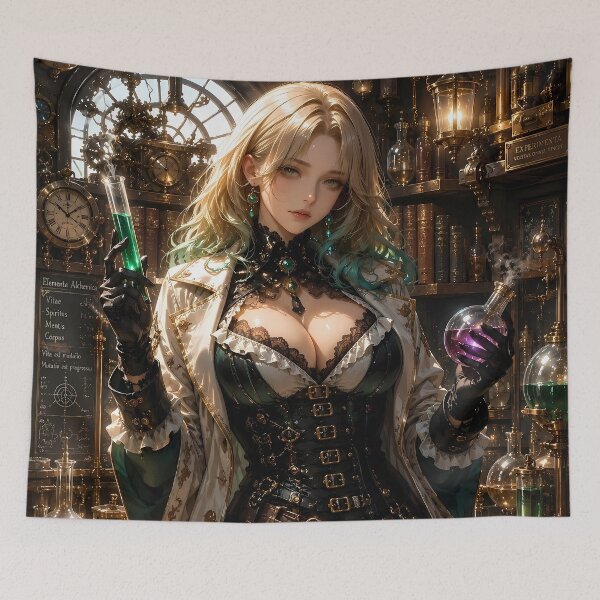 Item preview, Elegant Steampunk Scientist Anime Girl Fantasy Laboratory Design designed and sold by BorgSpareParts.