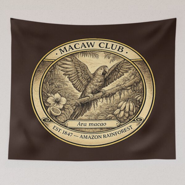 Item preview, Macaw Club Vintage Badge Amazon Rainforest Wildlife designed and sold by CalmCapy Co.