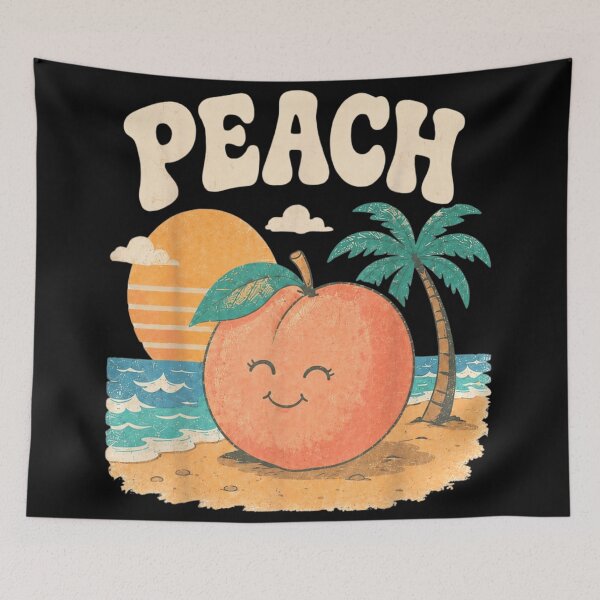 Item preview, Cute Retro Peach On The Beach Tropical Summer Vacation Aesthetic Illustration designed and sold by WilliaMaler.