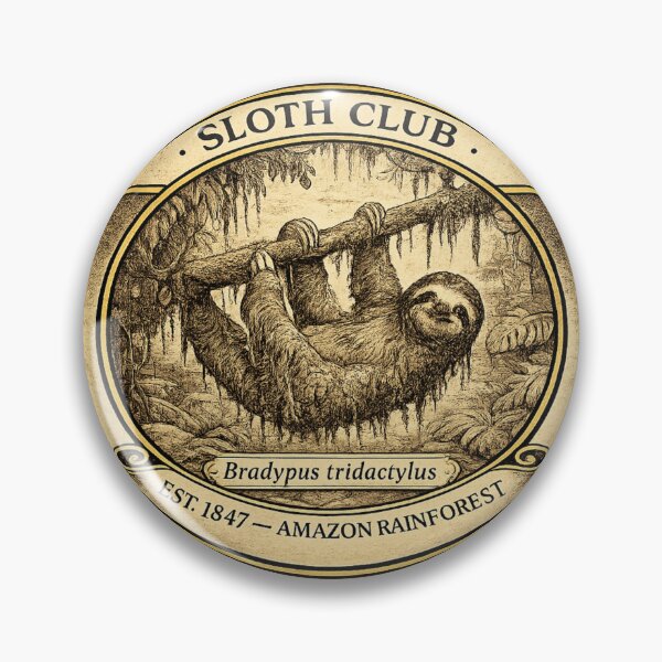 Item preview, Sloth Club Vintage Badge Amazon Rainforest Wildlife designed and sold by CalmCapy Co.