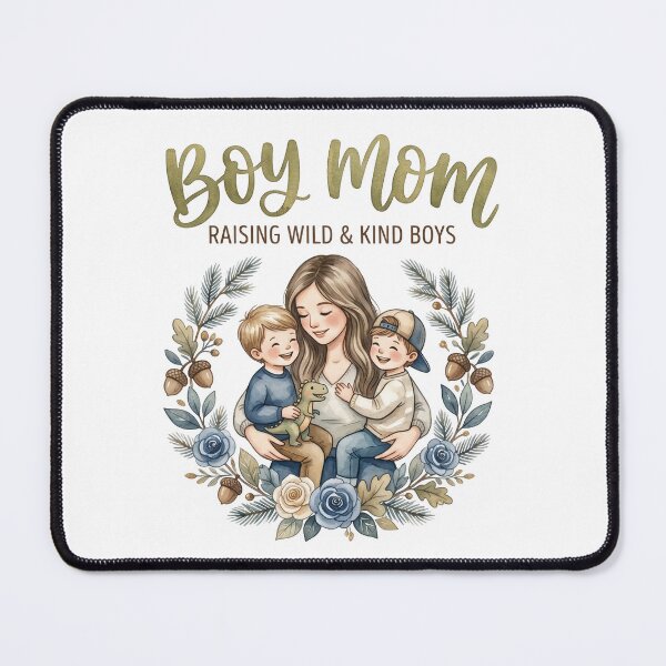 Item preview, Boy Mom Design | Raising Wild & Kind Boys | Watercolor Boho Mom of Boys Art designed and sold by CUTE & FUN CREATIONS.