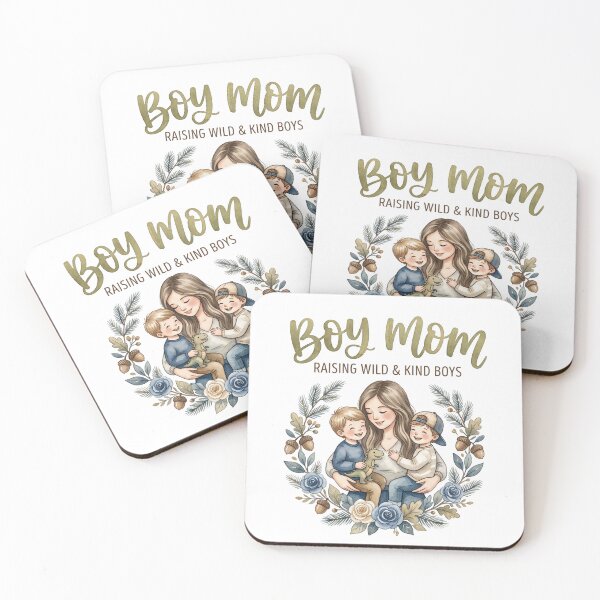 Item preview, Boy Mom Design | Raising Wild & Kind Boys | Watercolor Boho Mom of Boys Art designed and sold by CUTE & FUN CREATIONS.