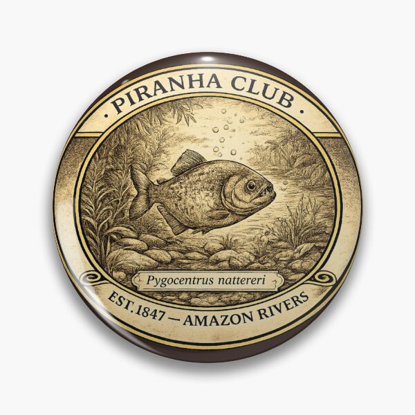 Item preview, Piranha Club Vintage Badge Amazon Rivers Wildlife designed and sold by CalmCapy Co.