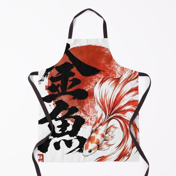 Item preview, Japanese Goldfish Ink Painting Red White Fish Art designed and sold by XODAD.