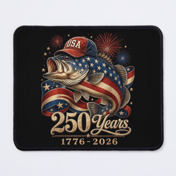 Item preview, USA 250 Years 1776 2026 American Flag Bass Fishing Fourth Of July designed and sold by WilliaMaler.