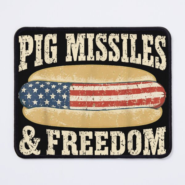 Item preview, Pig Missiles And Freedom Funny American Flag Hot Dog Patriotic BBQ designed and sold by WilliaMaler.
