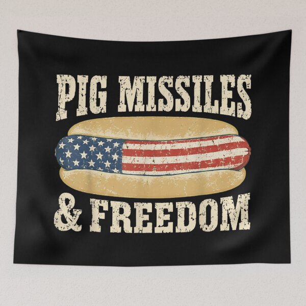 Item preview, Pig Missiles And Freedom Funny American Flag Hot Dog Patriotic BBQ designed and sold by WilliaMaler.