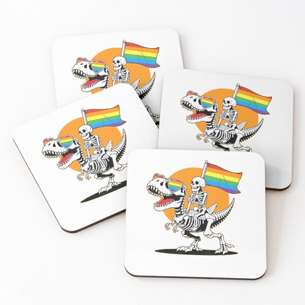 Item preview, Funny Skeleton Riding T Rex Rainbow Gay Pride Flag Dinosaur designed and sold by alidiaa.