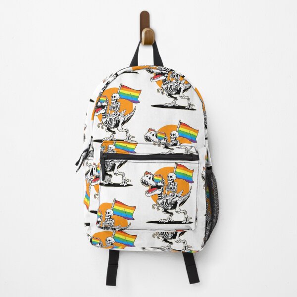 Item preview, Funny Skeleton Riding T Rex Rainbow Gay Pride Flag Dinosaur designed and sold by alidiaa.