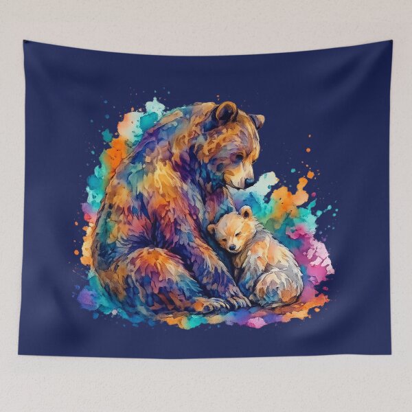 Item preview, Papa Bear and Cub Colorful Father’s Day Watercolor designed and sold by LuminShadowArt.