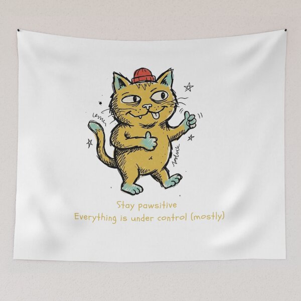 Item preview, Cool Thumbs Up Cat in Beanie Doodle designed and sold by PM.