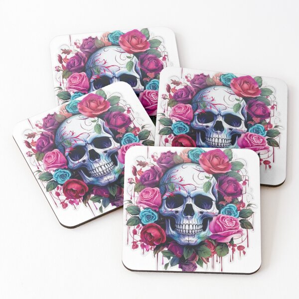 Item preview, Colorful Rose and Skull Wreath Sticker designed and sold by Curative Art.