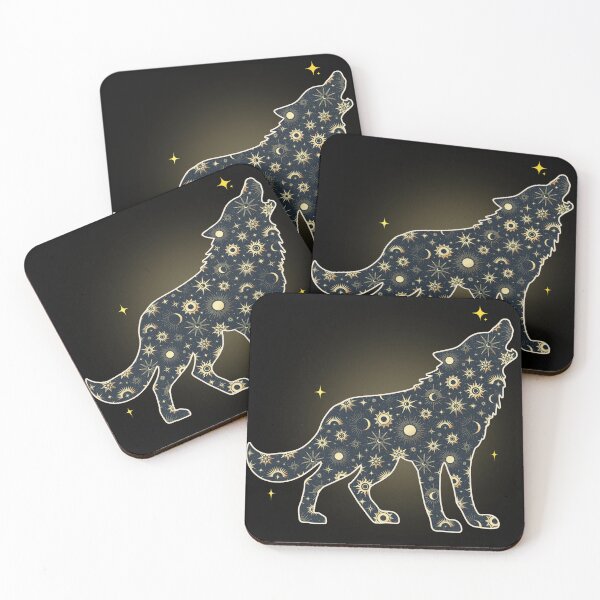 Item preview, Celestial Howling Wolf Mystical Starry Night Coyote designed and sold by QuirkyCloud Designs.