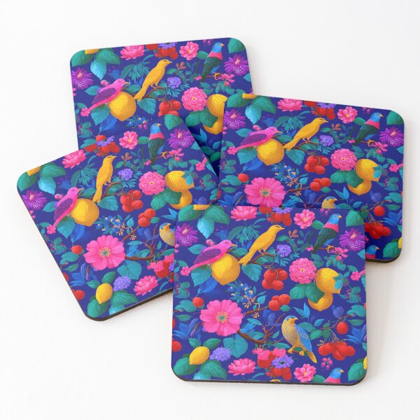 Item preview, Tropical Birds Lemon Floral Retro Pattern designed and sold by SecretDicer.