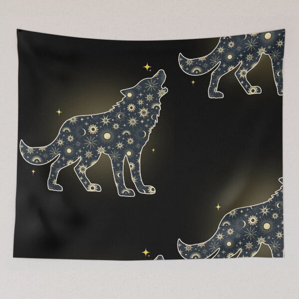 Item preview, Celestial Howling Wolf Mystical Starry Night Coyote designed and sold by QuirkyCloud Designs.