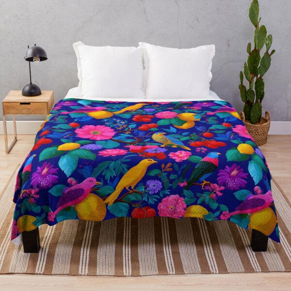 Item preview, Tropical Birds Lemon Floral Retro Pattern designed and sold by SecretDicer.