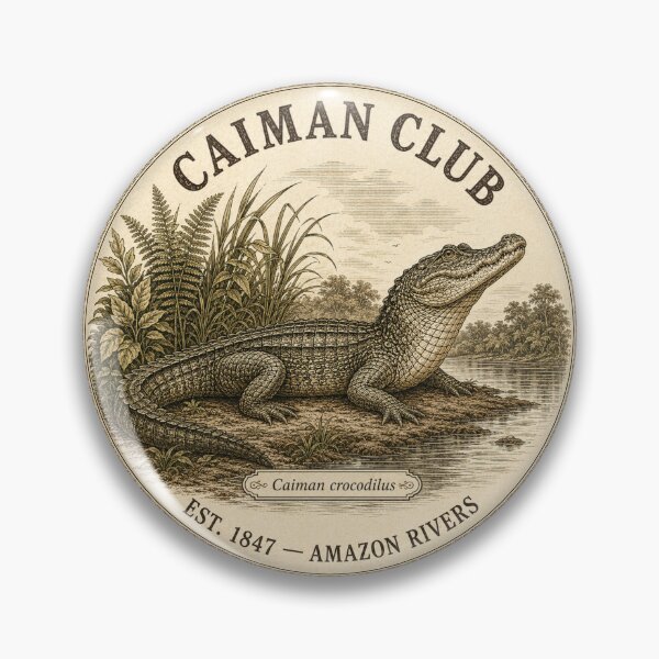 Item preview, Caiman Club Vintage Badge Amazon Wetlands Wildlife designed and sold by CalmCapy Co.