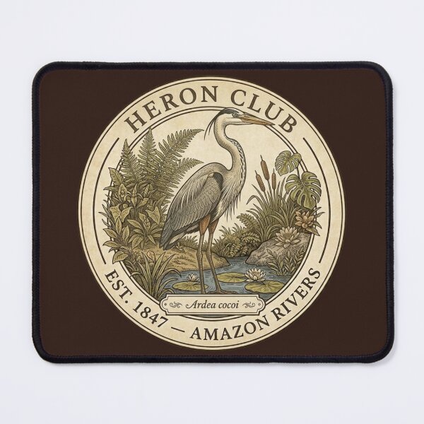 Item preview, Heron Club Amazon Rivers Vintage Badge designed and sold by CalmCapy Co.