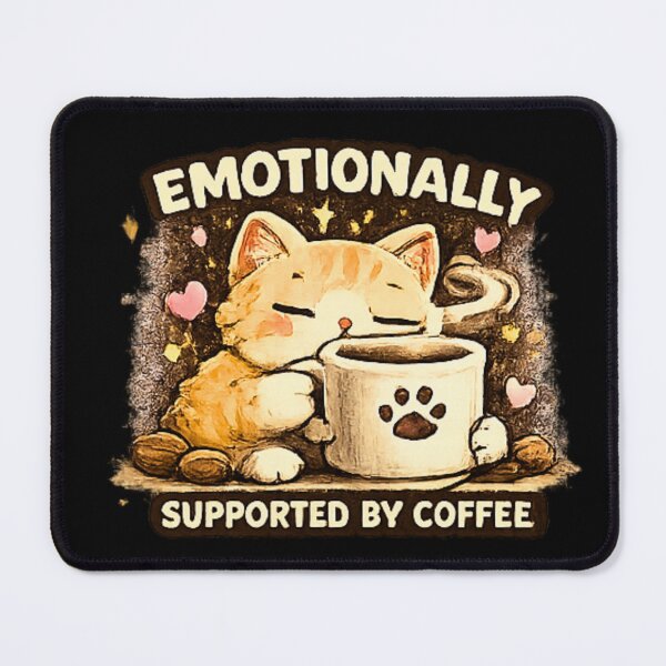 Item preview, Emotionally Supported By Coffee Funny Cute Cat designed and sold by Hobby-up.