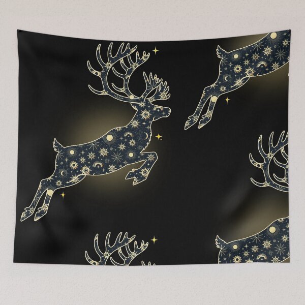 Item preview, Celestial Leaping Stag Mystical Starry Night Deer designed and sold by QuirkyCloud Designs.
