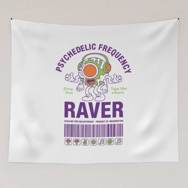 Item preview, Psychedelic Frequency Raver Trippy Mushroom Rave designed and sold by LuminOrb.