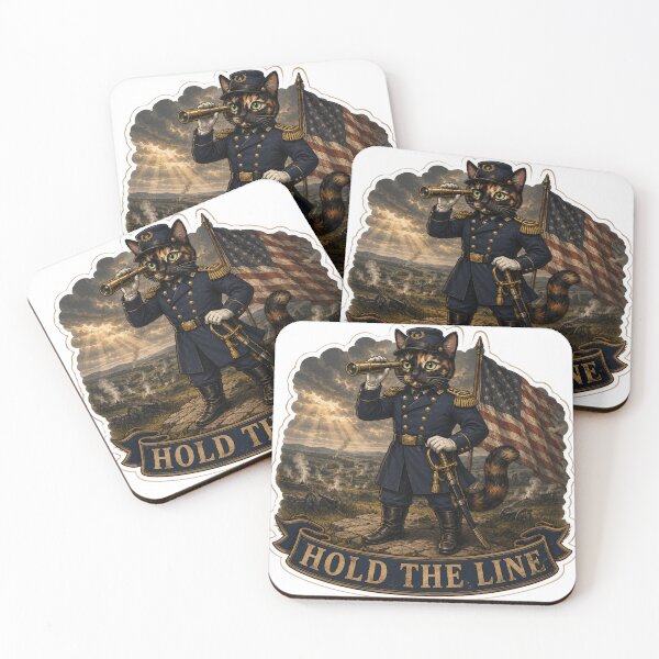 Item preview, Tortoiseshell Cat Civil War General Gettysburg — Funny Military Cat Gift — Hold The Line Cat Lover Shirt Sticker America 250 designed and sold by Martin's_Design.