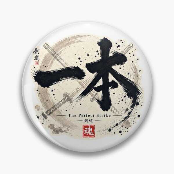 Item preview, Ippon The Perfect Strike Japanese  Kendo Ink Brush Art Sticker designed and sold by Locker39.