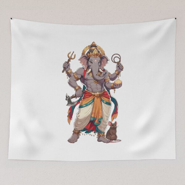 Item preview, Ganesha Hindu God Warrior Art Print designed and sold by Sovira Studio .