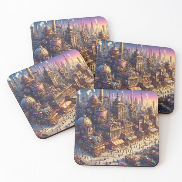 Item preview, Steampunk Cityscape Digital Art Illustration designed and sold by PandaTShirtShop.