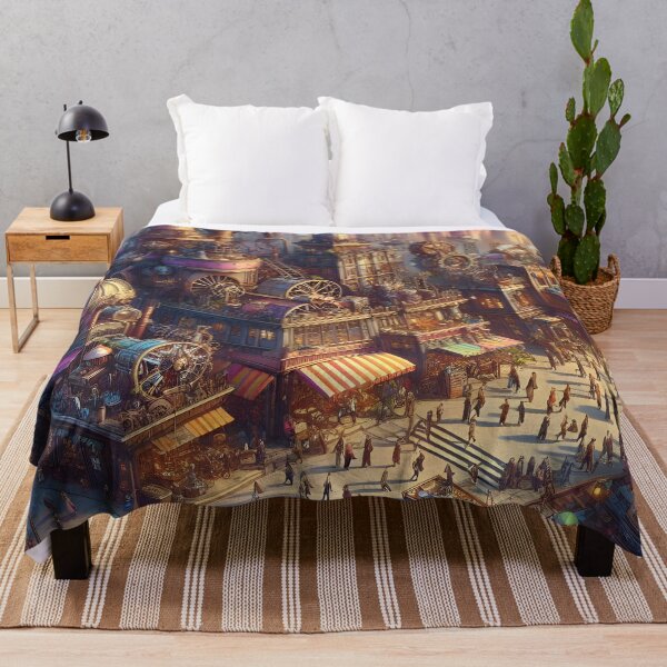 Item preview, Steampunk Cityscape Digital Art Illustration designed and sold by PandaTShirtShop.
