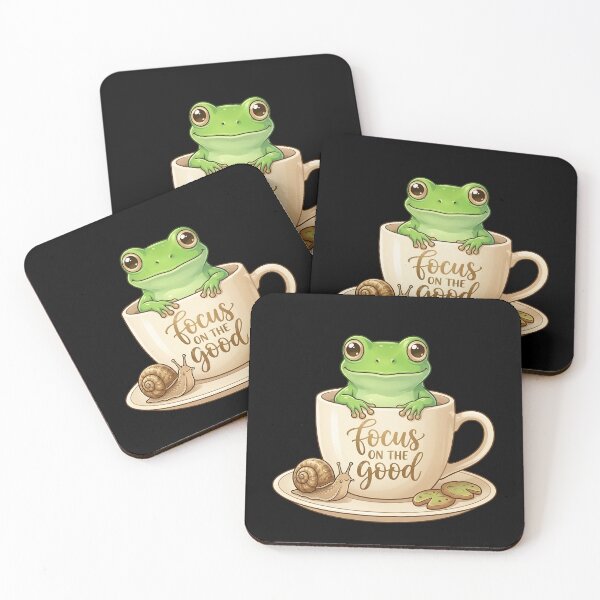 Item preview, Cute Cottagecore Frog in Coffee Cup Focus On The Good Motivational Quote designed and sold by Basma Designs | Funny Shirts, Stickers & Mugs.