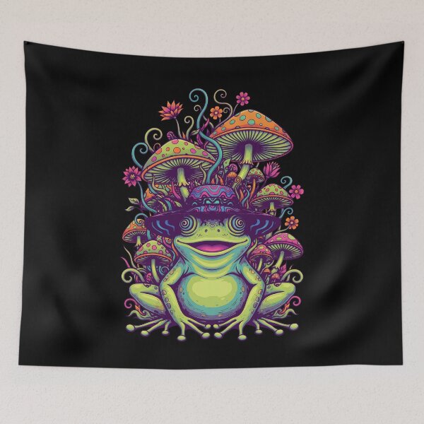 Item preview, trippy festival mushroom tie dye peace sign designed and sold by LuminOrb.