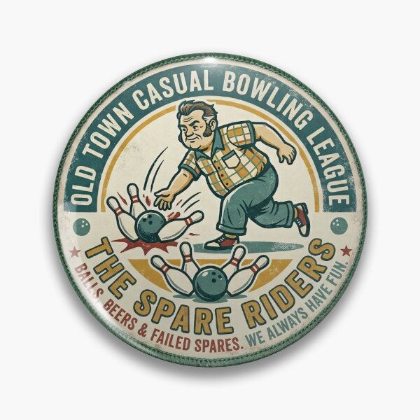 Item preview, The Spare Riders Bowling League - Retro Vintage Cartoon Patch Art designed and sold by Wild-way Art.