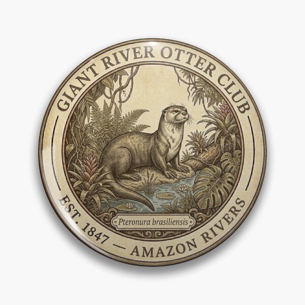 Item preview, Giant River Otter Amazon Rivers Club Vintage Badge designed and sold by CalmCapy Co.