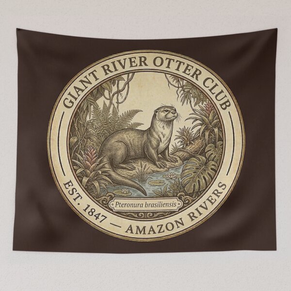Item preview, Giant River Otter Amazon Rivers Club Vintage Badge designed and sold by CalmCapy Co.